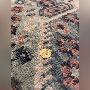Gorjana Sunburst Coin Pendant Adjustable Medallion Necklace